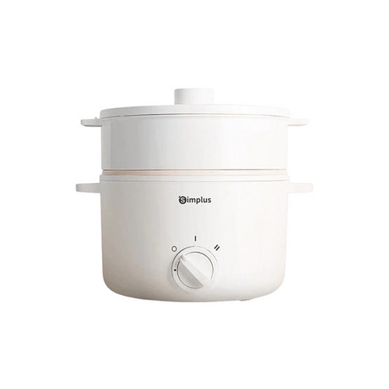 ELECTRIC COOKING POT 010-DOUBLE HANDLE-WITH STEAMER-3L-WHITE