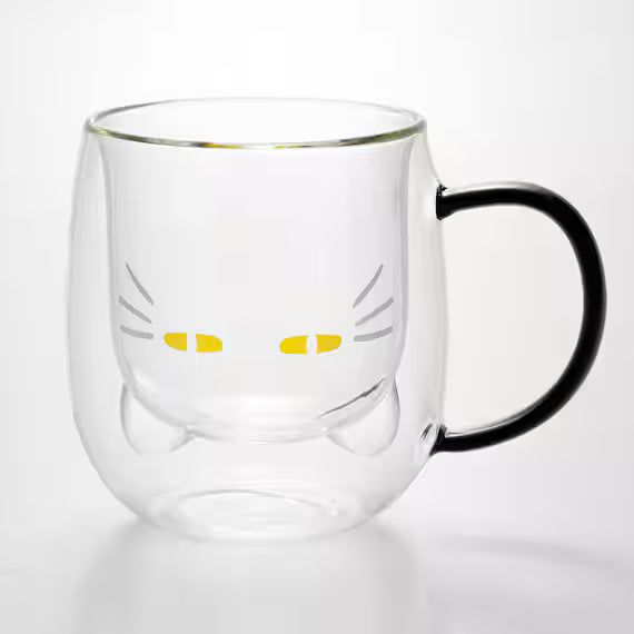 DOUBLE LAYER GLASS MUG CAT PATTERN CL GM008
