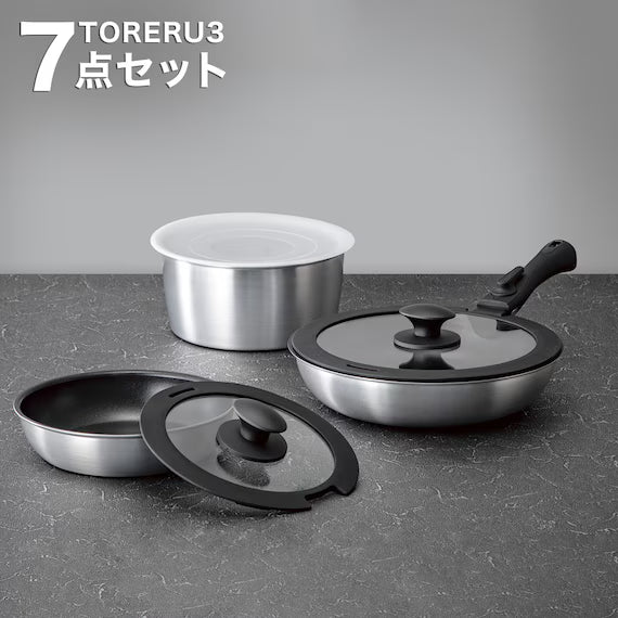 IH LIGHT POT&FRYPAN W/DETACHABLE HANDLE 7P SATIN TORERU3 KY047