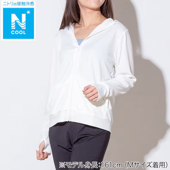 WOMENS UV CUT COOL HOODIE NE MESH WH L