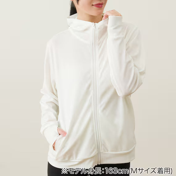 WOMENS UV CUT COOL HOODIE NE MESH WH M