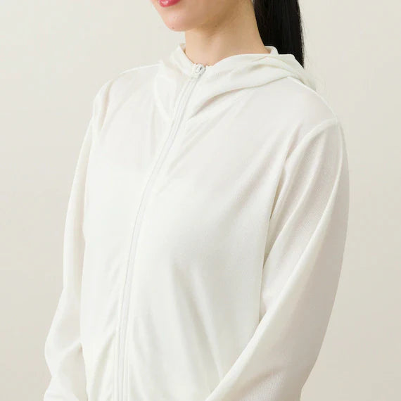 WOMENS UV CUT COOL HOODIE NE MESH WH M