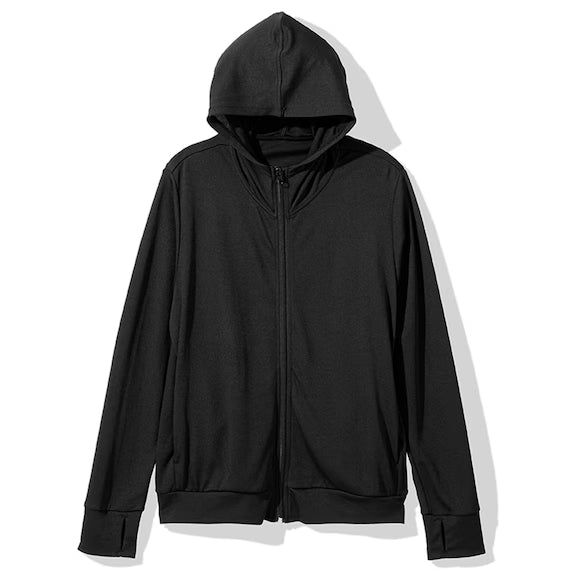 MENS UV CUT COOL HOODIE NE MESH BK L