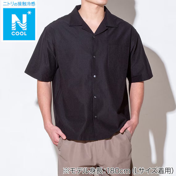 MENS COOL CUT GEORGETTE SHORT SLEEVESHIRT NE BK M