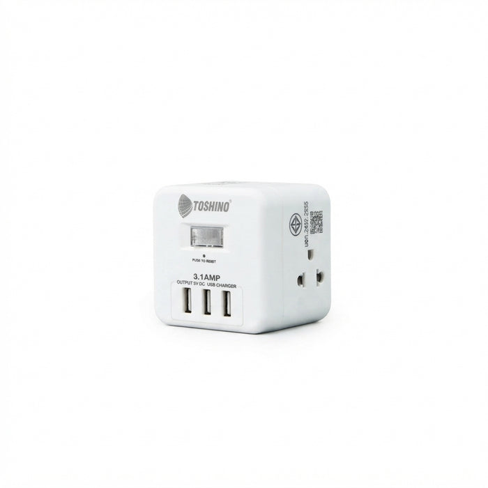 TOSHINO TIS PLUG 4 WAY 1 SWITCH +3USB 3.1A 2M.  CU-43USB WHITE