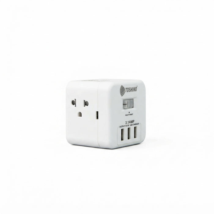 TOSHINO TIS PLUG 4 WAY 1 SWITCH +3USB 3.1A 2M.  CU-43USB WHITE