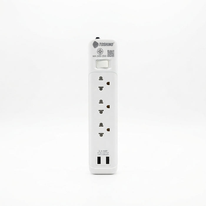 TOSHINO TIS PLUG 3 WAY 1 SWITCH +2USB 3M.  SO-33USB WHITE
