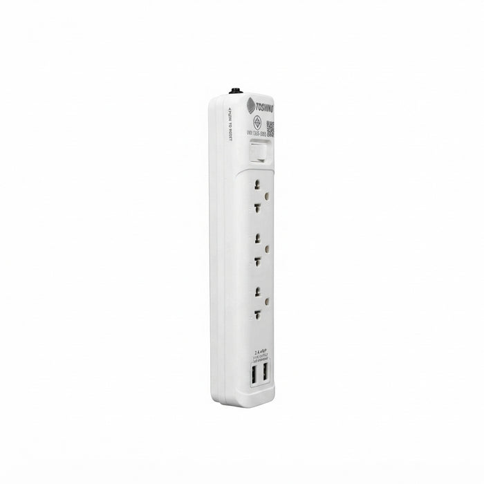 TOSHINO TIS PLUG 3 WAY 1 SWITCH +2USB 3M.  SO-33USB WHITE