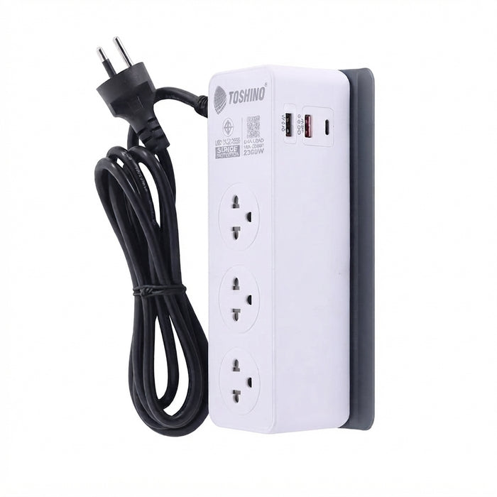 TOSHINO TIS PLUG 3 WAY 1 SWITCH +3USB 3.4A 2M.  CW20PD-2M WHITE