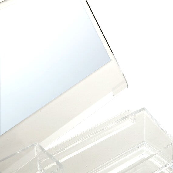 ACRYLIC COSMETIC CASE W/MIRROR LUCENT L W21.4D18.5H17