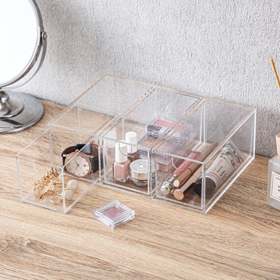 ACRYLIC 3TIER CASE 2WAY W/DRAWER W8.4D17H25