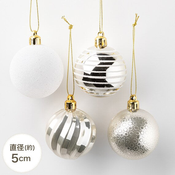 CHRISTMAS ORNAMENTS 30P WHITE&GOLD MIX N2ST