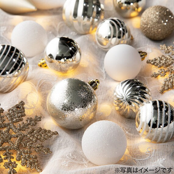 CHRISTMAS ORNAMENTS 30P WHITE&GOLD MIX N2ST