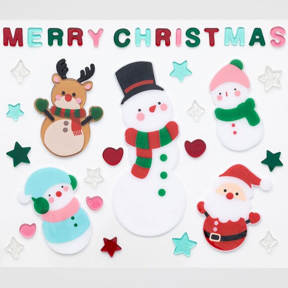 CHRISTMAS TPR WINDOW STICKER SNOWMAN&SANTA  N2TB