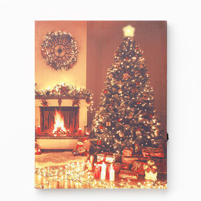 CHRISTMAS LED POSTER FIREPLACE/TREE n3ZF