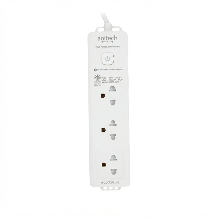 ANITECH TIS PLUG 3 WAY 1 SWITCH 3M H333 WHITE