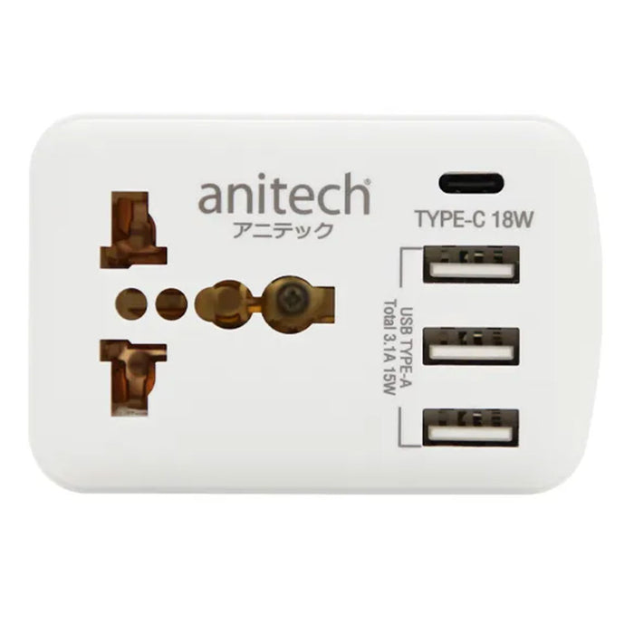 ANITECH 108UC - TRAVEL ADAPTER USB 3.1A TYPE-C 18W WHITE