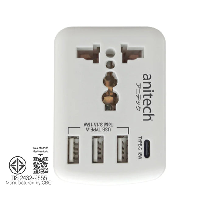 ANITECH 108UC - TRAVEL ADAPTER USB 3.1A TYPE-C 18W WHITE
