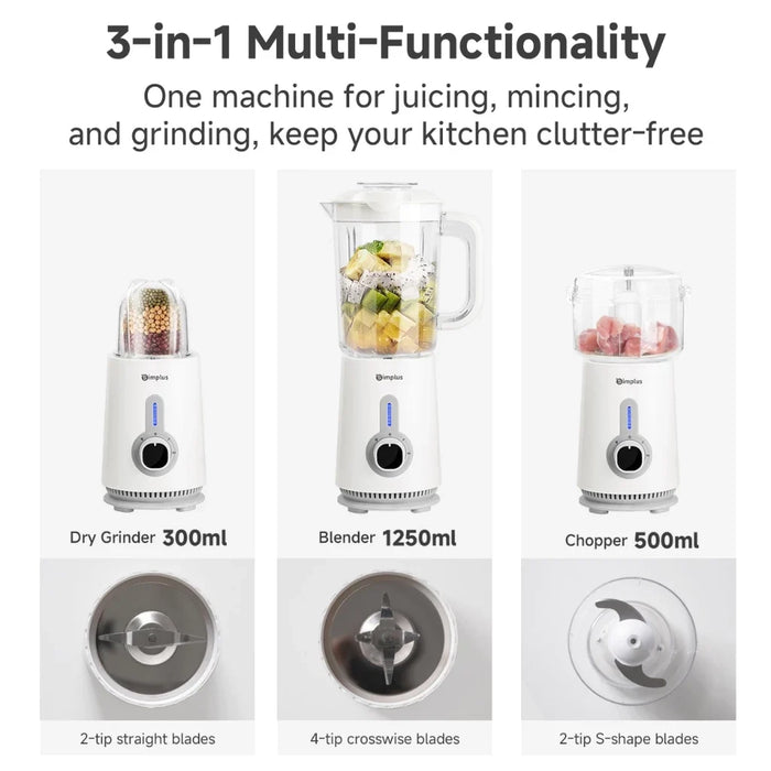 3-IN-1 FOOD PROCESSOR 005-380W-1.25L-WHITE