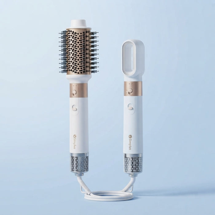HAIR DRYER BRUSH 001-1200W-SCREEN DISPLAY -WHITE AND BLUE