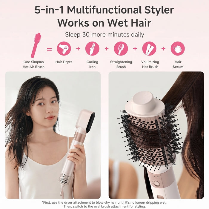 HAIR DRYER BRUSH 001-1200W-SCREEN DISPLAY -WHITE AND BLUE