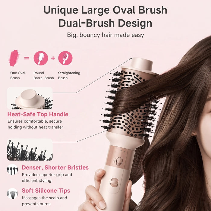HAIR DRYER BRUSH 001-1200W-SCREEN DISPLAY -WHITE AND BLUE