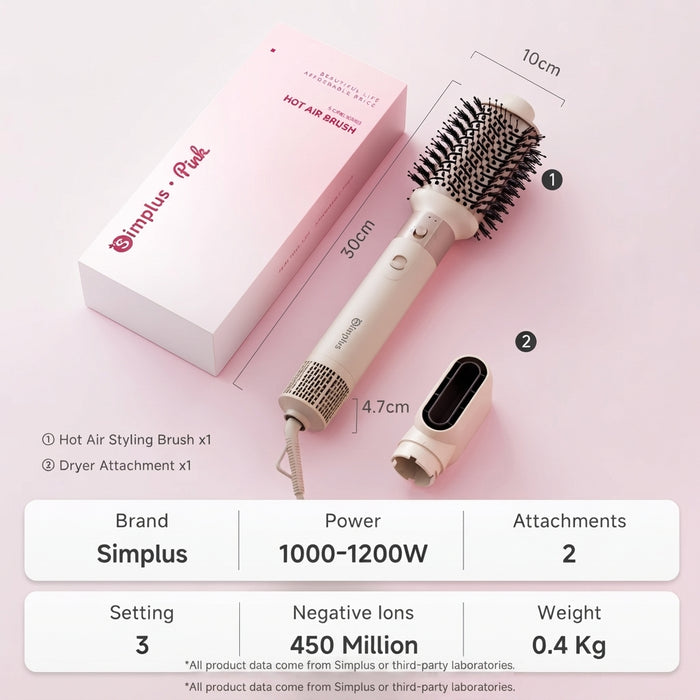 HAIR DRYER BRUSH 001-1200W-SCREEN DISPLAY -WHITE AND BLUE