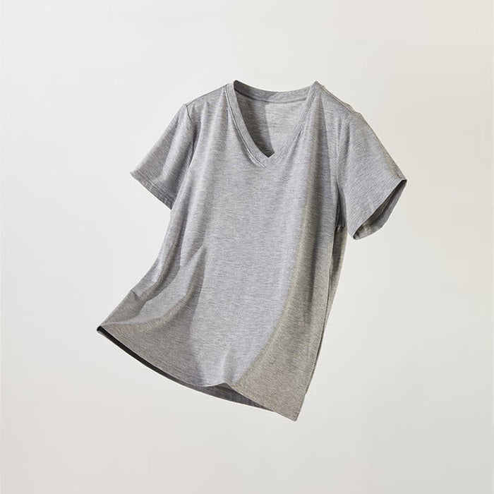 WOMEN MODAL VNECK SHORT GY L