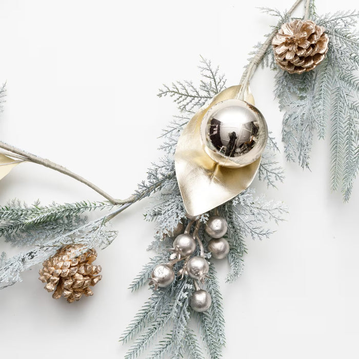 CHRISTMAS GARLAND WHITE GOLD 150CM N5AN