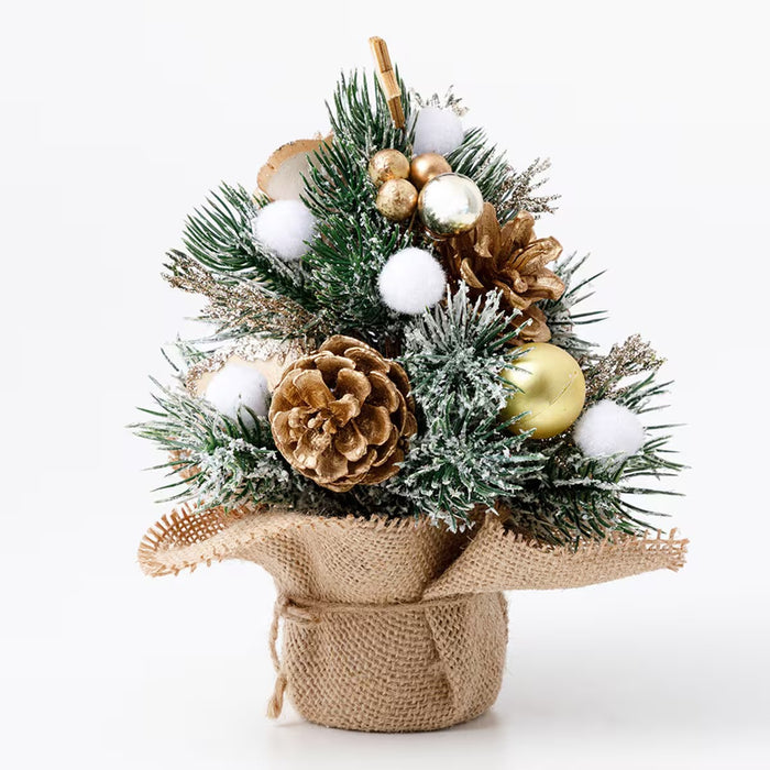 CHRISTMAS ORNAMENT MINI TREE SET GOLD N3LC