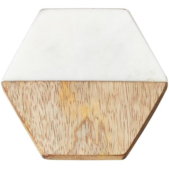 MARBLE AND WOOD COASTER HEXAGON IV AB02