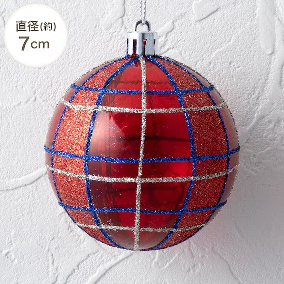 CHRISTMAS S/6 7CM BALLS CHECK N2AS