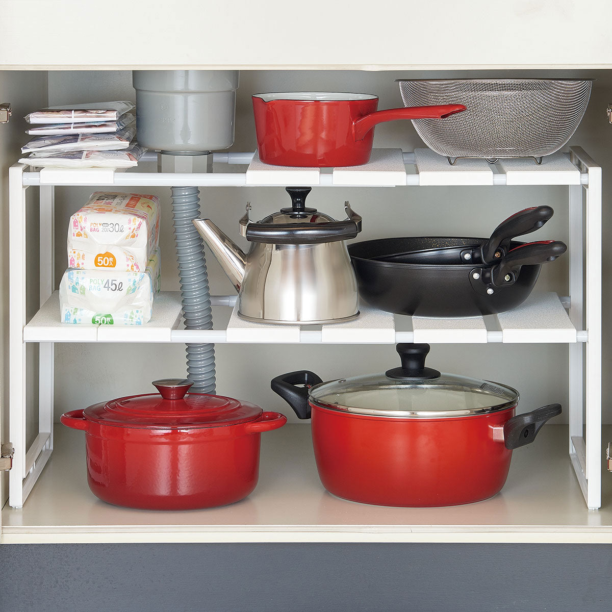 อุปกรณ์จัดเก็บใต้อ่างล้างจาน